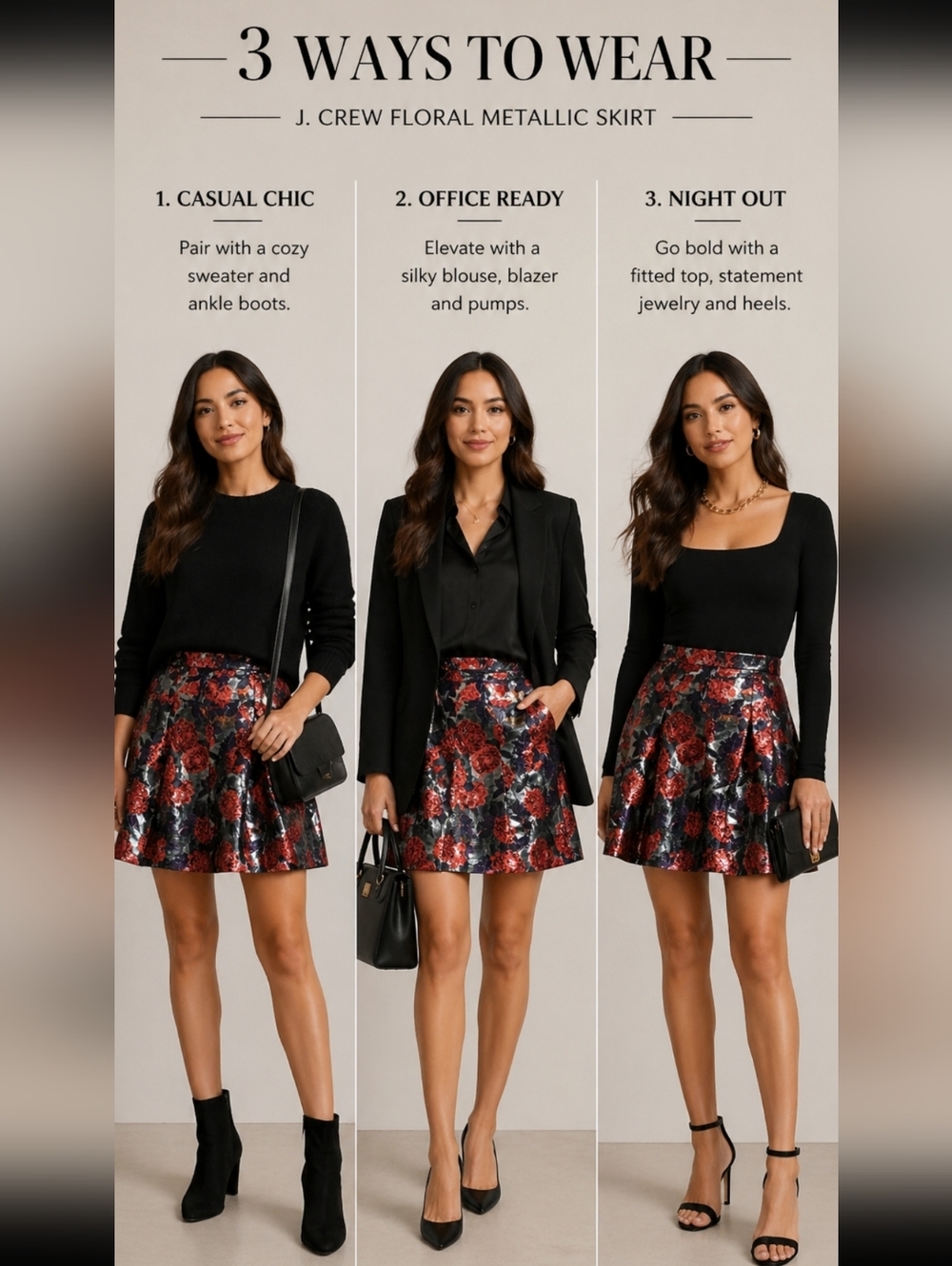 J. Crew jacquard floral metallic purple red pleated glamorous bold mini 2